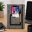 Soft Gray A5 Notebook With Mobile Pocket, Card Holder Pocket & Pen Loop