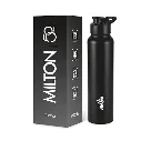 MILTON Torino 1000 Stainless Steel Water Bottle, Leakproof Lid, Single Walled, ISI Certified I 980 ml, Black