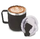 Stainless Steel Coffee Mug With Handle | Premium Clear Cap With Flip Top Lid | Leakproof