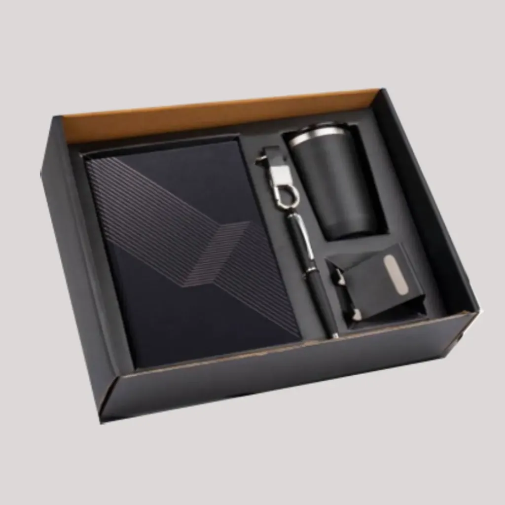 5 In 1 Combo Set: Foggy SS Coffee Mug, Metal Pen, Metal Mobile Stand, A5 Notebook And Keychain