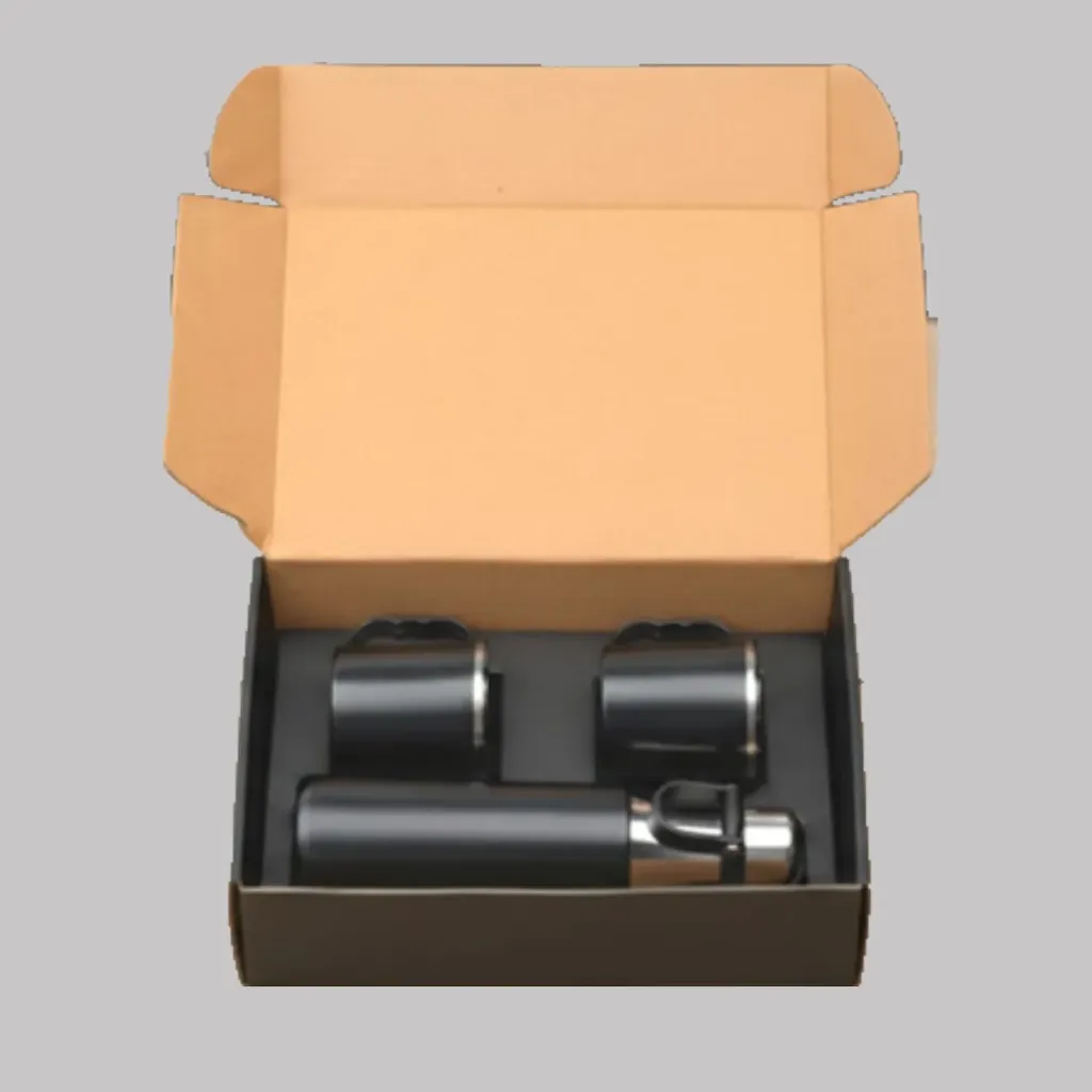 Set Of Vacuum Flask With 2 Stainless Steel Cups Gift Box